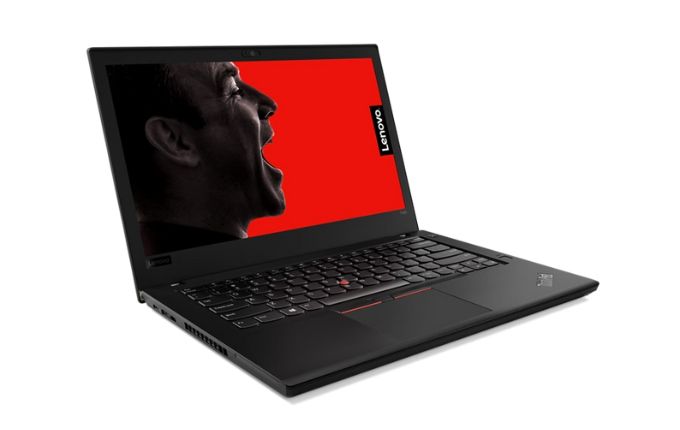 Das Lenovo ThinkPad T480 in Schwarz ist ein Laptop mit Tastatur und Bildschirm