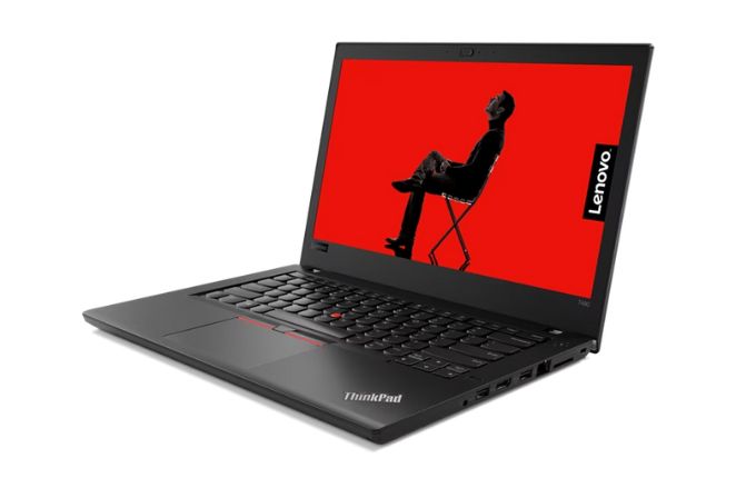 Das Lenovo ThinkPad T480 in Schwarz ist ein Laptop mit Tastatur und Bildschirm