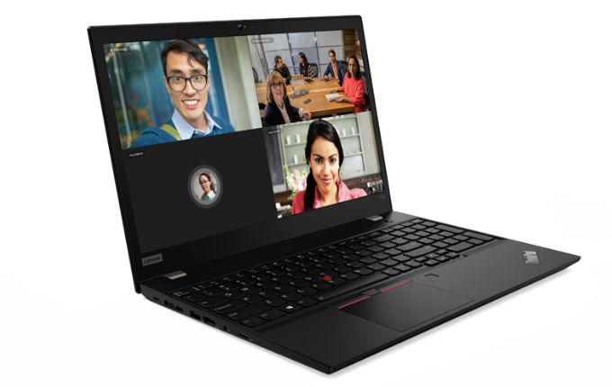 Das Lenovo ThinkPad T590 in Schwarz ist ein Laptop mit Tastatur und Bildschirm